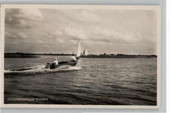 fotokaart  Loosdrechtse Plassen met bootjes  st 1937, Verzenden, 1920 tot 1940, Gelopen, Noord-Holland