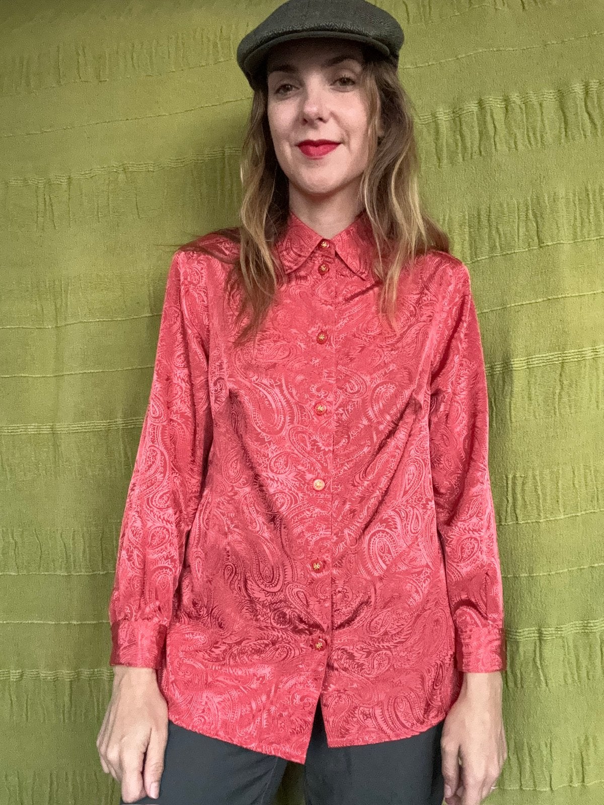 Vintage 90's blouse / overhemd / roze / print / medium / 38, Maat 38/40 (M), Hgv, Hgv, Ophalen of Verzenden