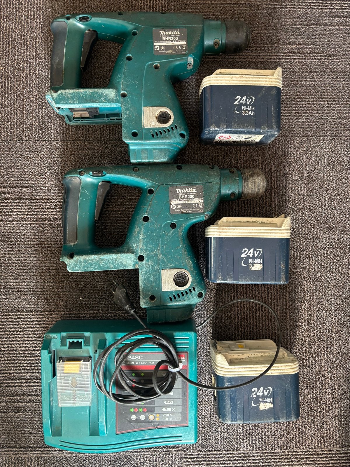 2x Makita BHR200 Boorhamer Set met Accu's en Lader, Boor- en/of Breekhamer, Ophalen of Verzenden, Klopboormechanisme, Gebruikt