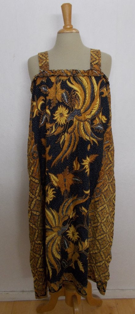 Aparte 100% katoenen batik/Indonesische/Bali print jurk! L, Kleding | Dames, Jurken, Bruin, Verzenden, Maat 42/44 (L), Zo goed als nieuw