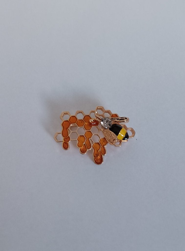 Bij in honingraten broche, Overige materialen, Overige kleuren, Minder dan 4 cm, Nieuw