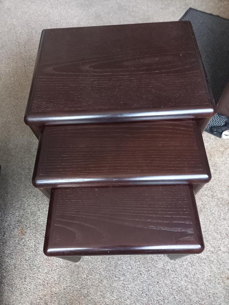 Miniset tafeltjes, Huis en Inrichting, Tafels | Bijzettafels, Gebruikt, 55 tot 75 cm, Rechthoekig, Hout