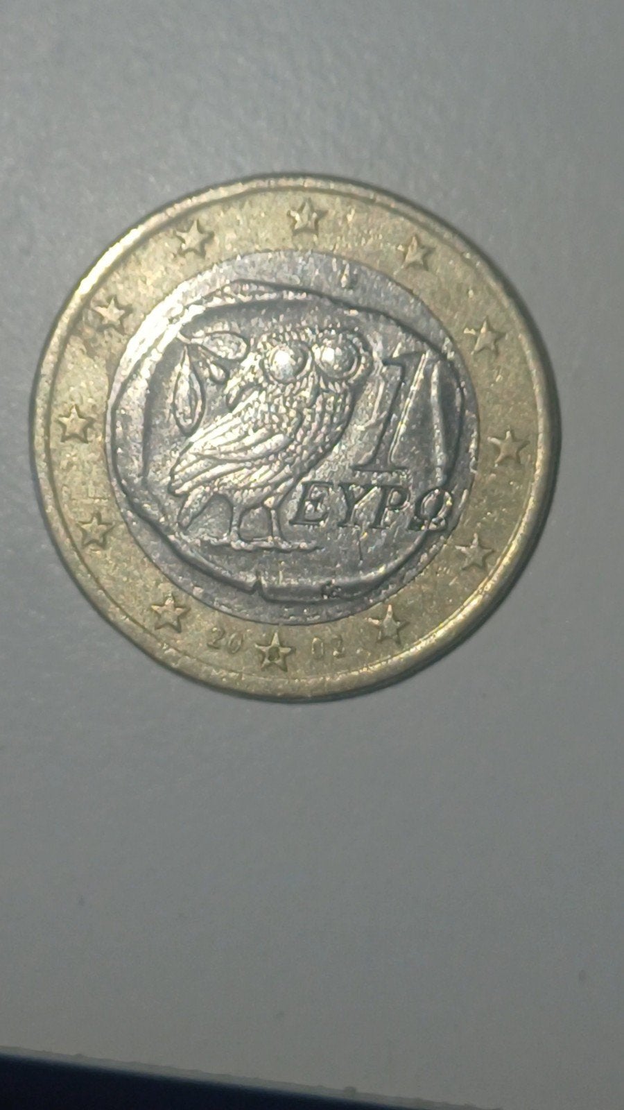 1 Euro Griekenland 2002 Uil - ZELDZAME MUNTFOUT Double Strik, Ophalen of Verzenden