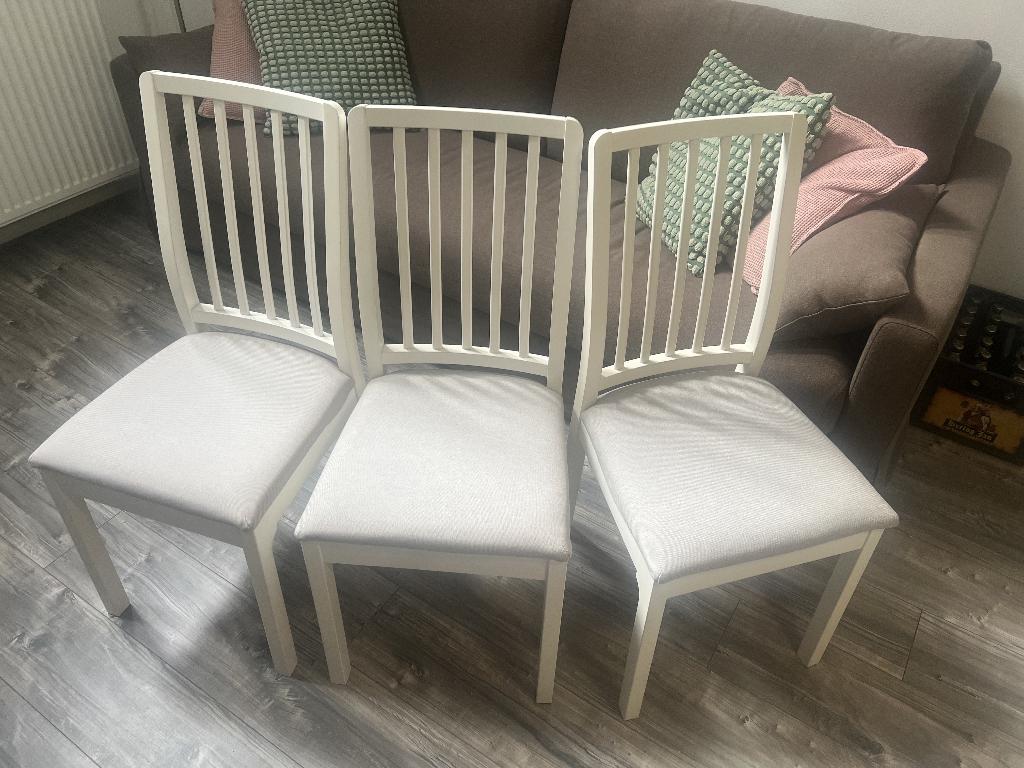 IKEA Witte stoel, Drie, Wit, Ophalen of Verzenden, Zo goed als nieuw