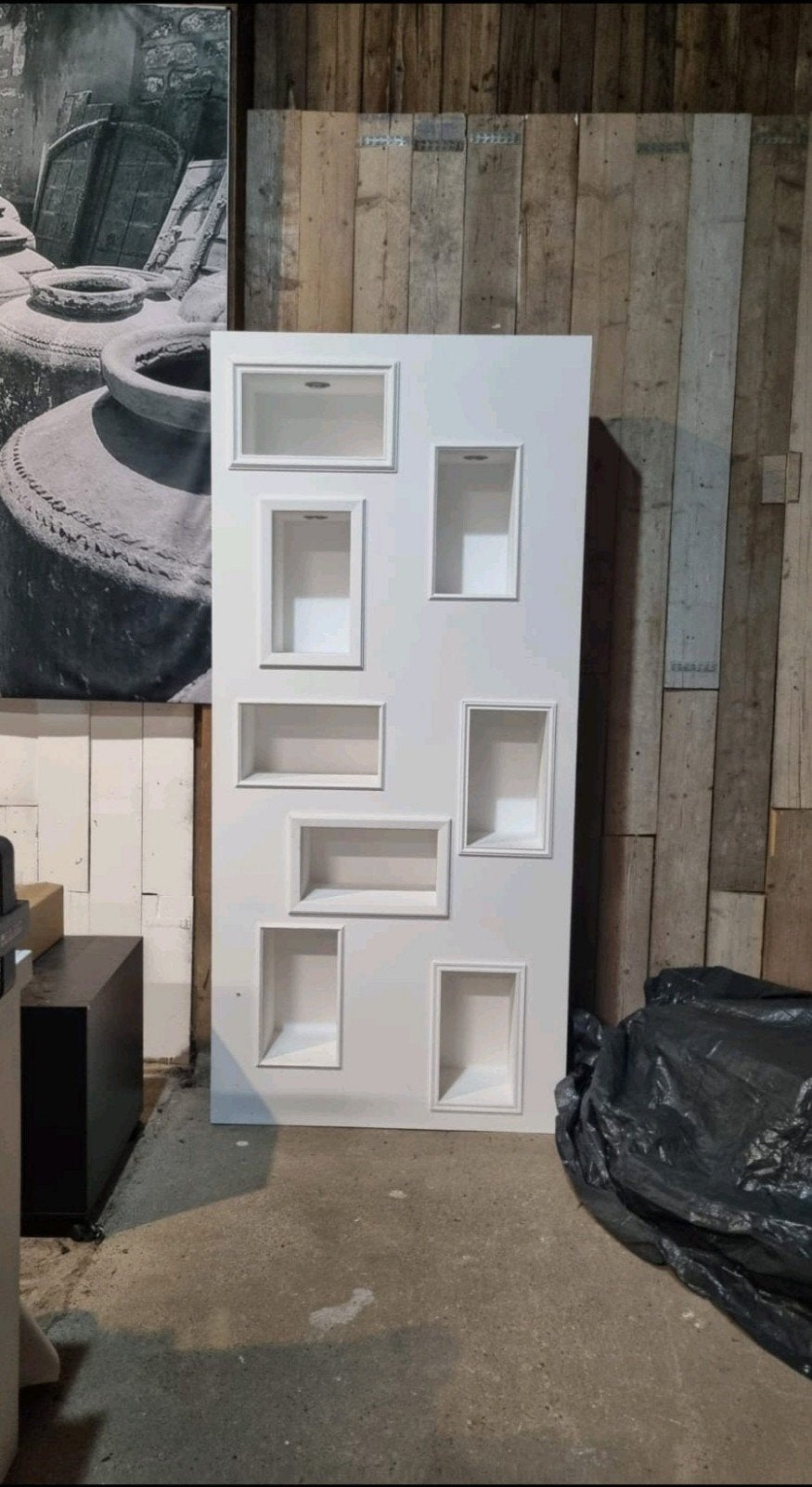 Witte wanddecoratie met nissen en verlichting, Ophalen, Gebruikt, 200 cm of meer, Minder dan 150 cm