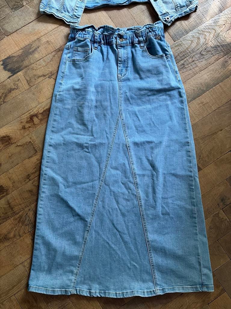 Lange spijkerrok met elastische tailleband, Kleding | Dames, Rokken, Zo goed als nieuw, Maat 36 (S), Onder de knie, Verzenden