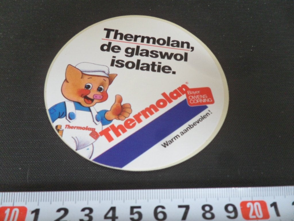 sticker Thermolan de glaswol isolatie. Warm aanbevolen !, Ophalen of Verzenden, Zo goed als nieuw
