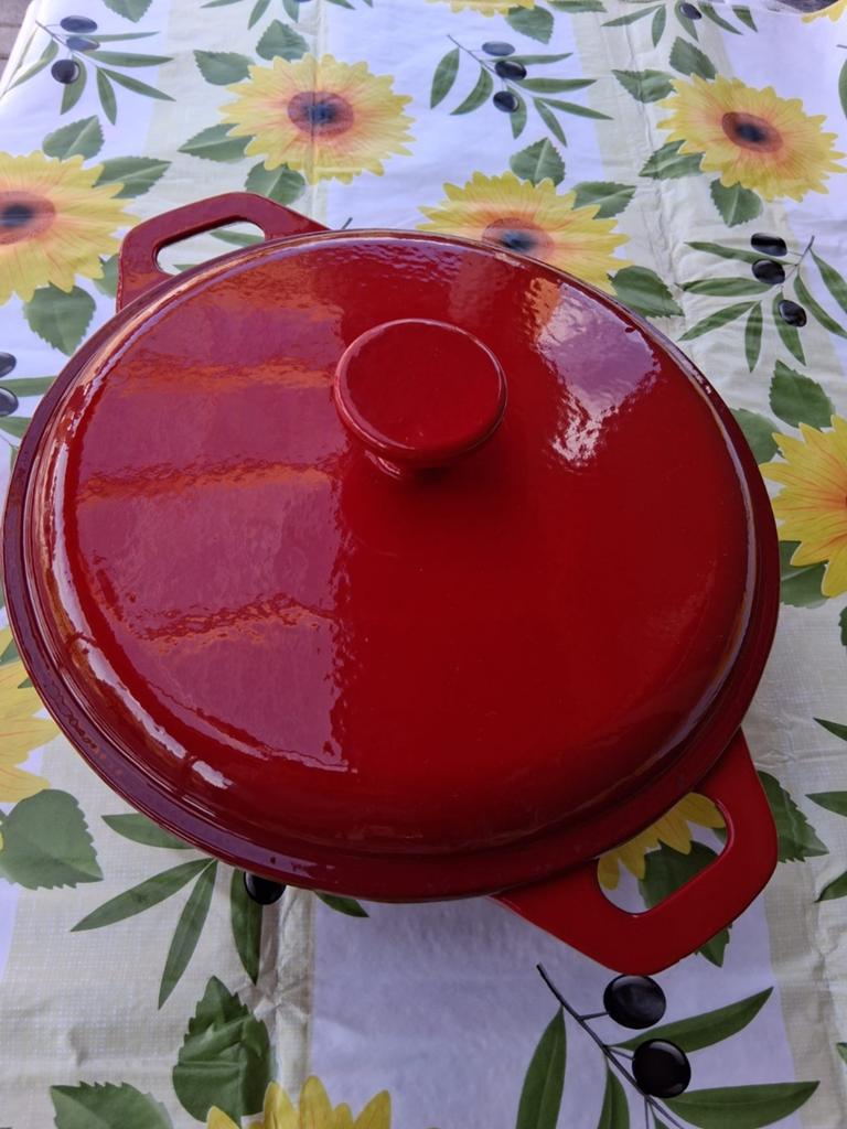 Gietijzeren Braadpan Rood - Zo goed als nieuw, Ophalen, Gietijzer, Zo goed als nieuw, Keramische plaat