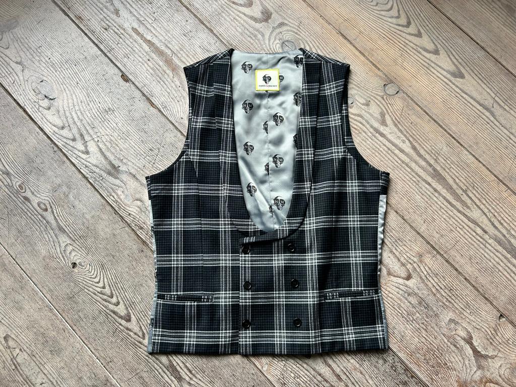 Gilet / vest Noose & Monkey, geruit, maat 40 R = 50 / M, Kleding | Heren, Kostuums en Colberts, Maat 48/50 (M), Zwart, Ophalen of Verzenden
