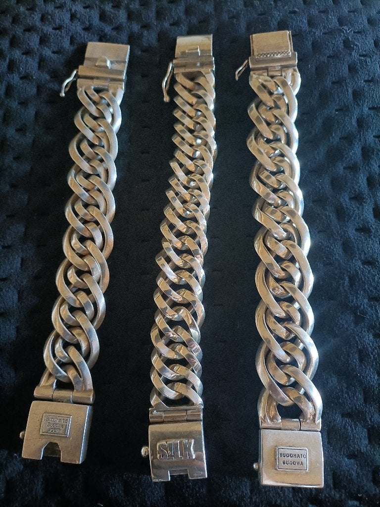 3x robuuste zilveren (925) BTB/Silk armbanden 396 gram, Sieraden, Tassen en Uiterlijk, Ophalen of Verzenden, Zo goed als nieuw