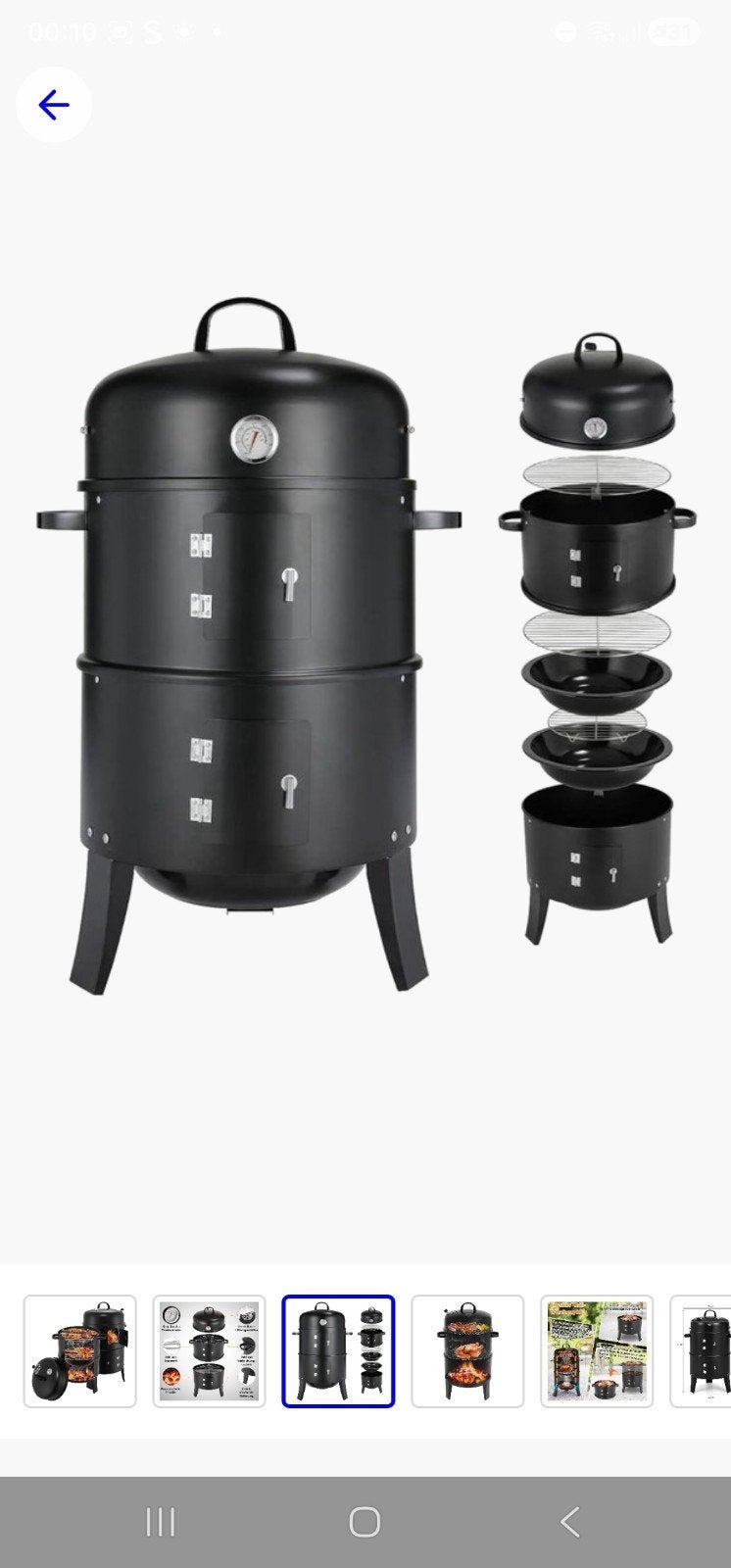 2-in-1 BBQ Smoker Grill met Thermometer - Zwart, Tuin en Terras, Ophalen of Verzenden, Nieuw