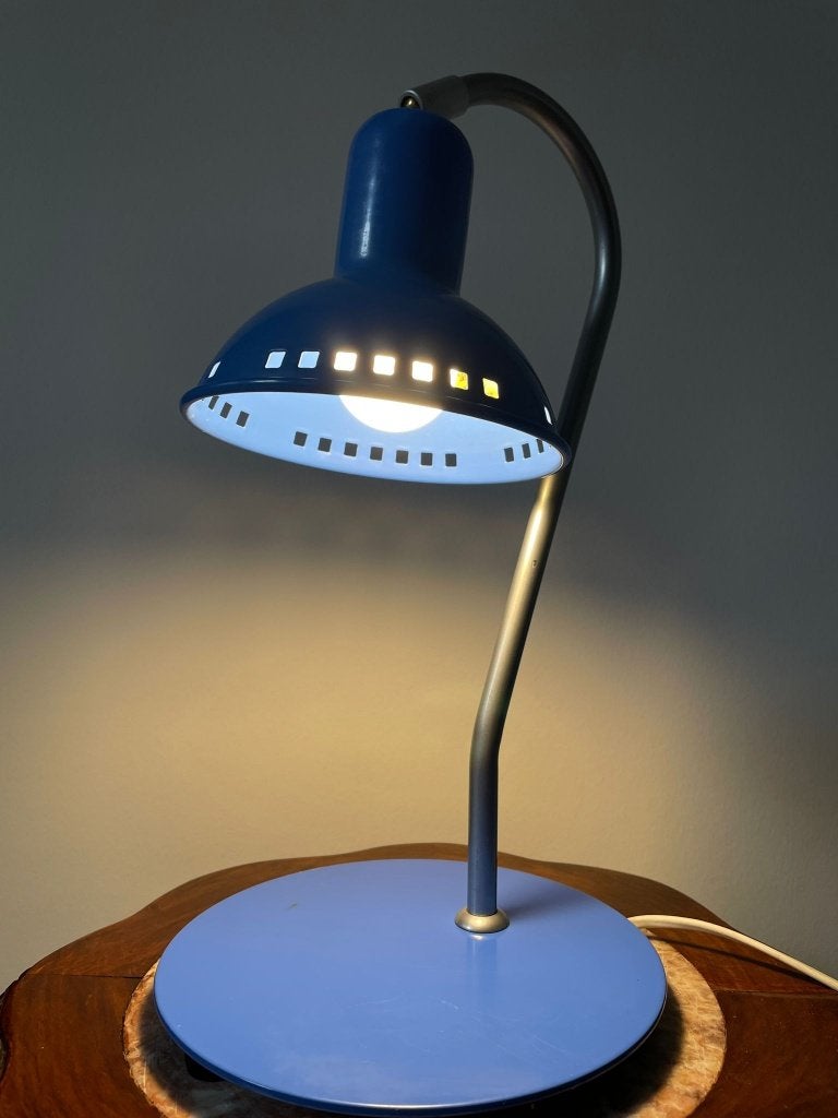 Memphis-stijl industriele lamp, jaren 80 (blauw), Blauw, Bureaulamp, Verstelbaar, Zo goed als nieuw