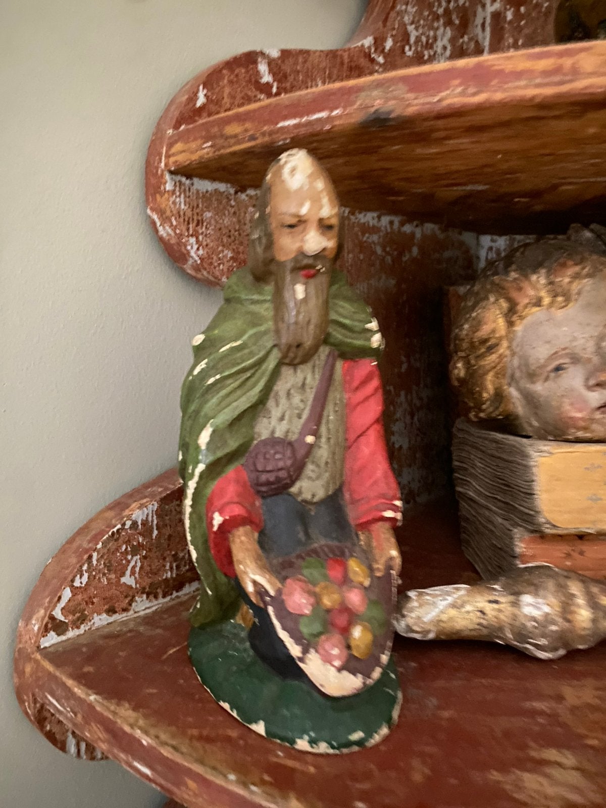 Antieke papier mache herder, Ophalen of Verzenden, Zo goed als nieuw