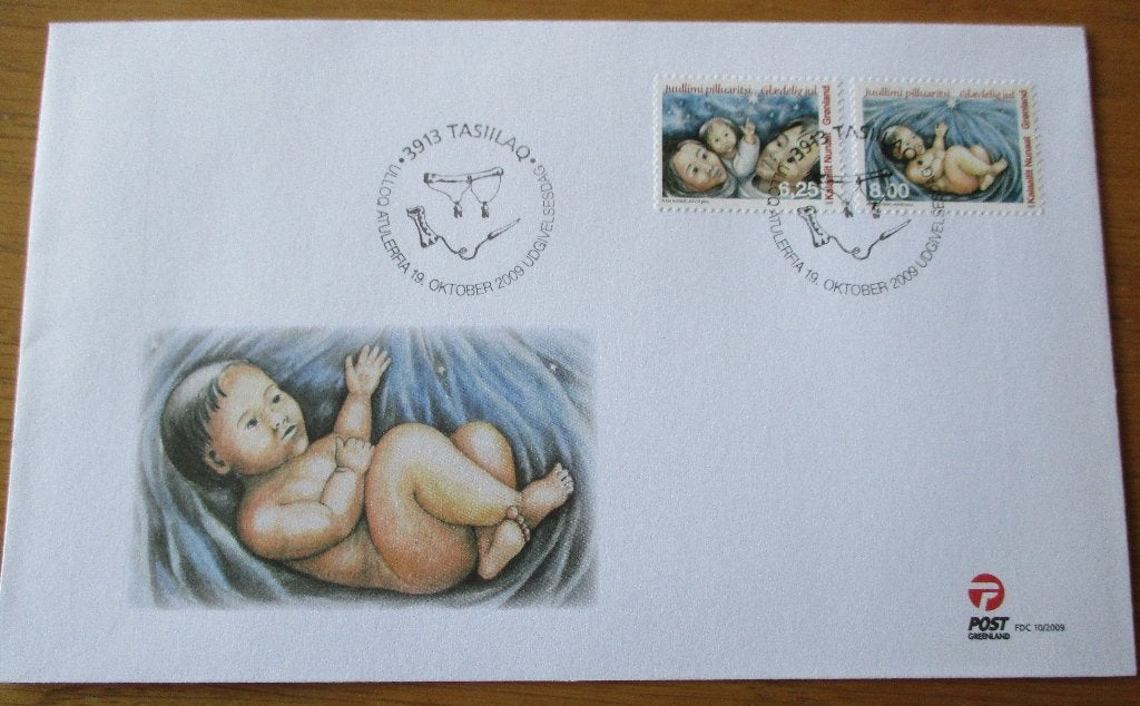 Groenland, FDC serie Kerstmis 2009, Postzegels en Munten, Ophalen of Verzenden, Denemarken, Gestempeld
