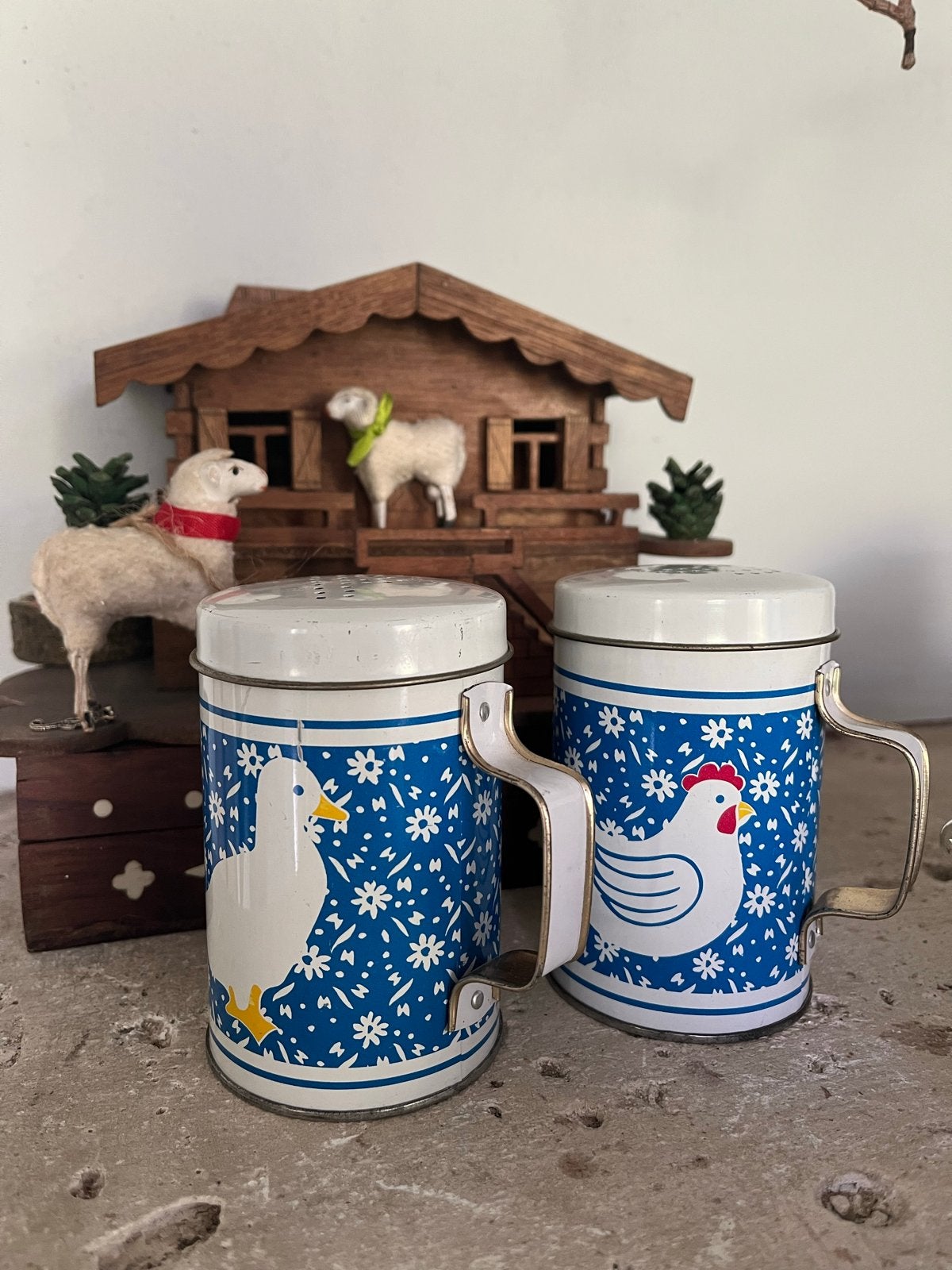 Vintage zout- en pepervaatjes kip en eendje, Antiek en Kunst, Ophalen of Verzenden
