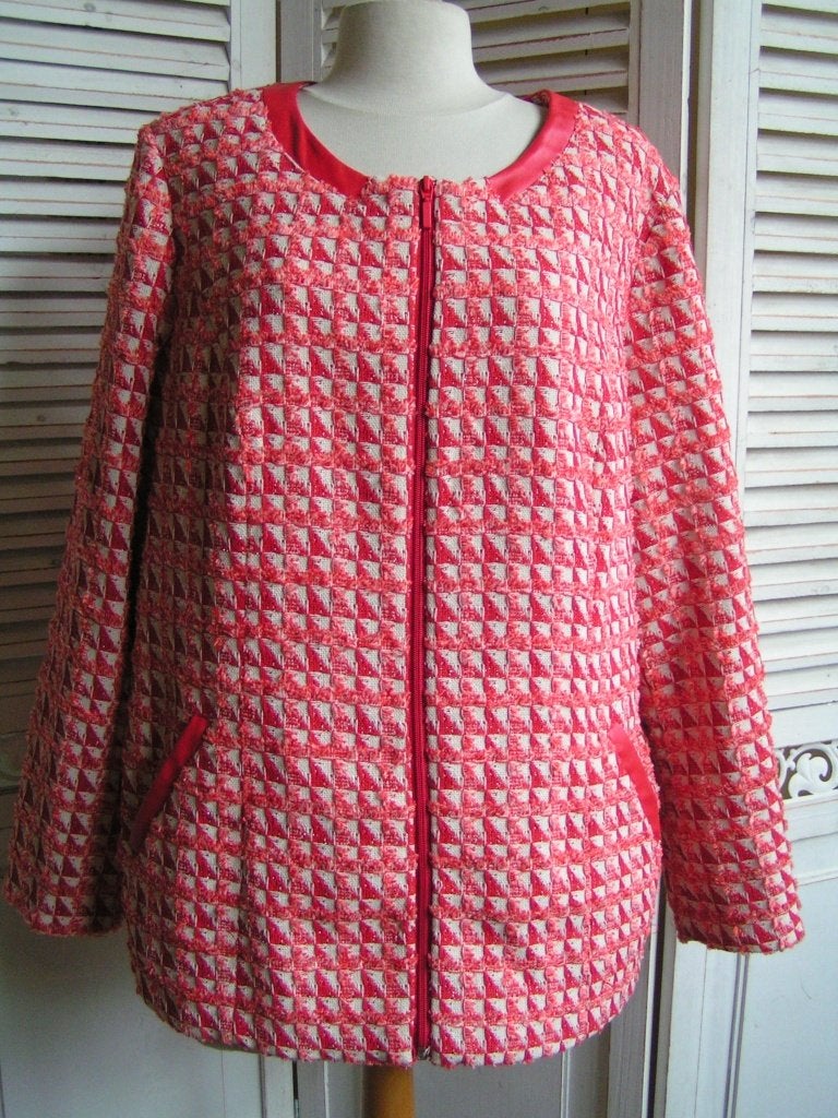 vintage jas Helena Vera maat L nr TT 144, Kleding | Dames, Jassen | Zomer, Verzenden, Gedragen, Maat 42/44 (L), Rood