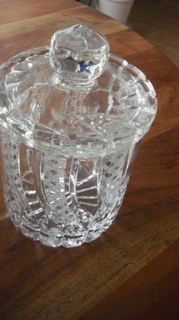 Zwaar kristal pot met deksel, Antiek en Kunst, Antiek | Glas en Kristal, Ophalen of Verzenden