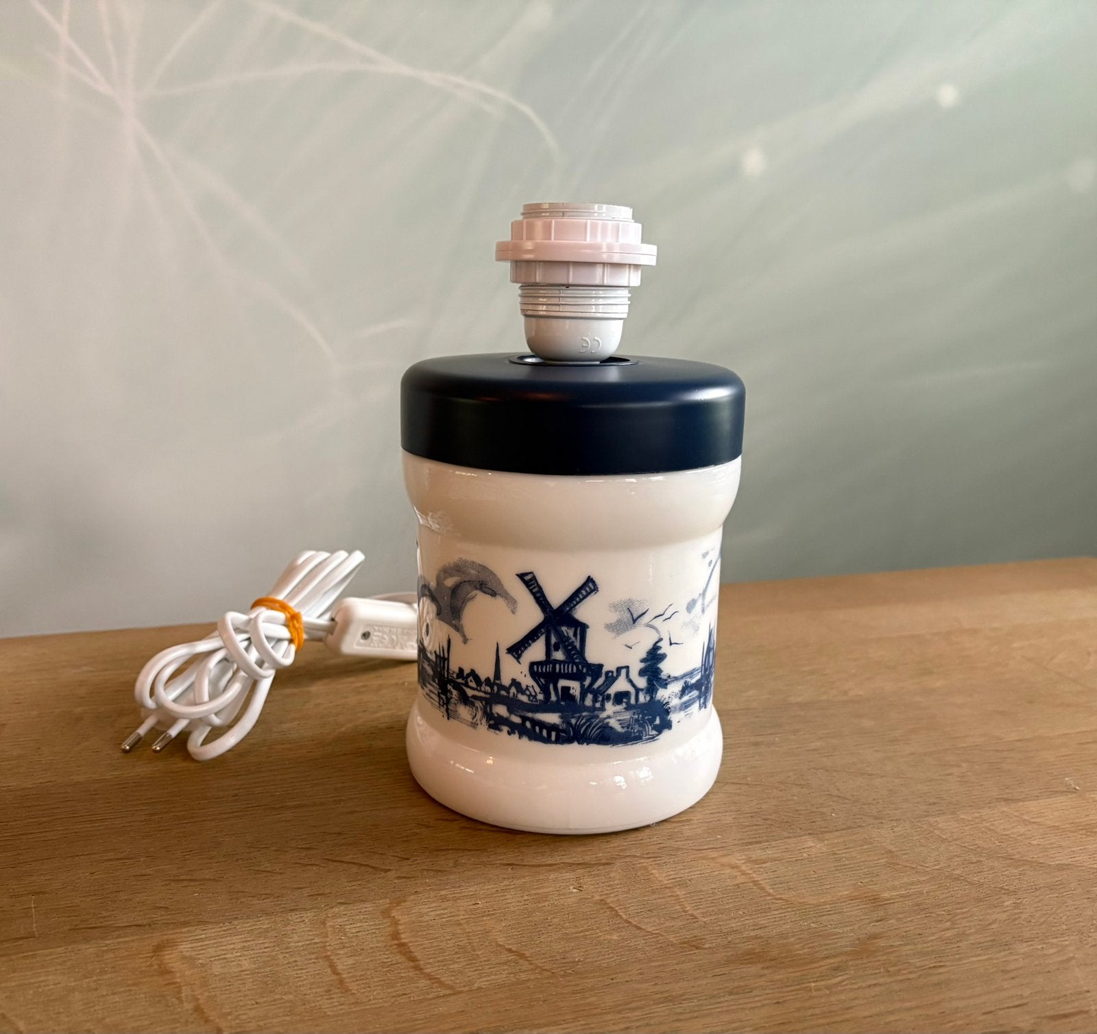 Prachtige unieke ‘Delfts Blauwe’ opalineglas pot lamp, Uniek Delfts Blauw restyle upcycle circulair nostalgie, Nieuw, Ophalen of Verzenden