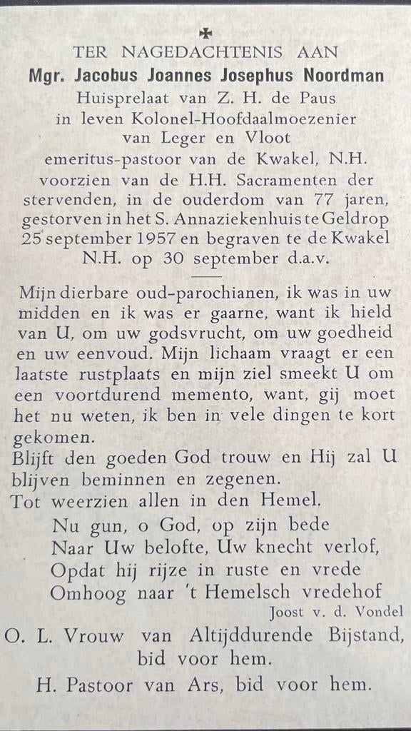 Mgr Jacobus Joannes Josephus Noordman 1880, Ophalen of Verzenden