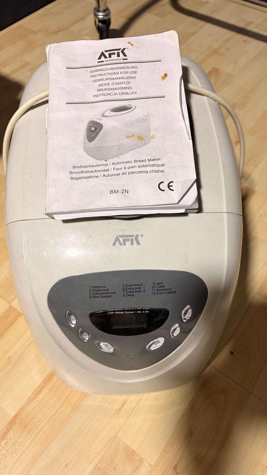 AFK Broodbakautomaat BM-2N met 12 programma's, Met timer, 800 tot 1200 gram deeg, Ophalen of Verzenden, Gebruikt