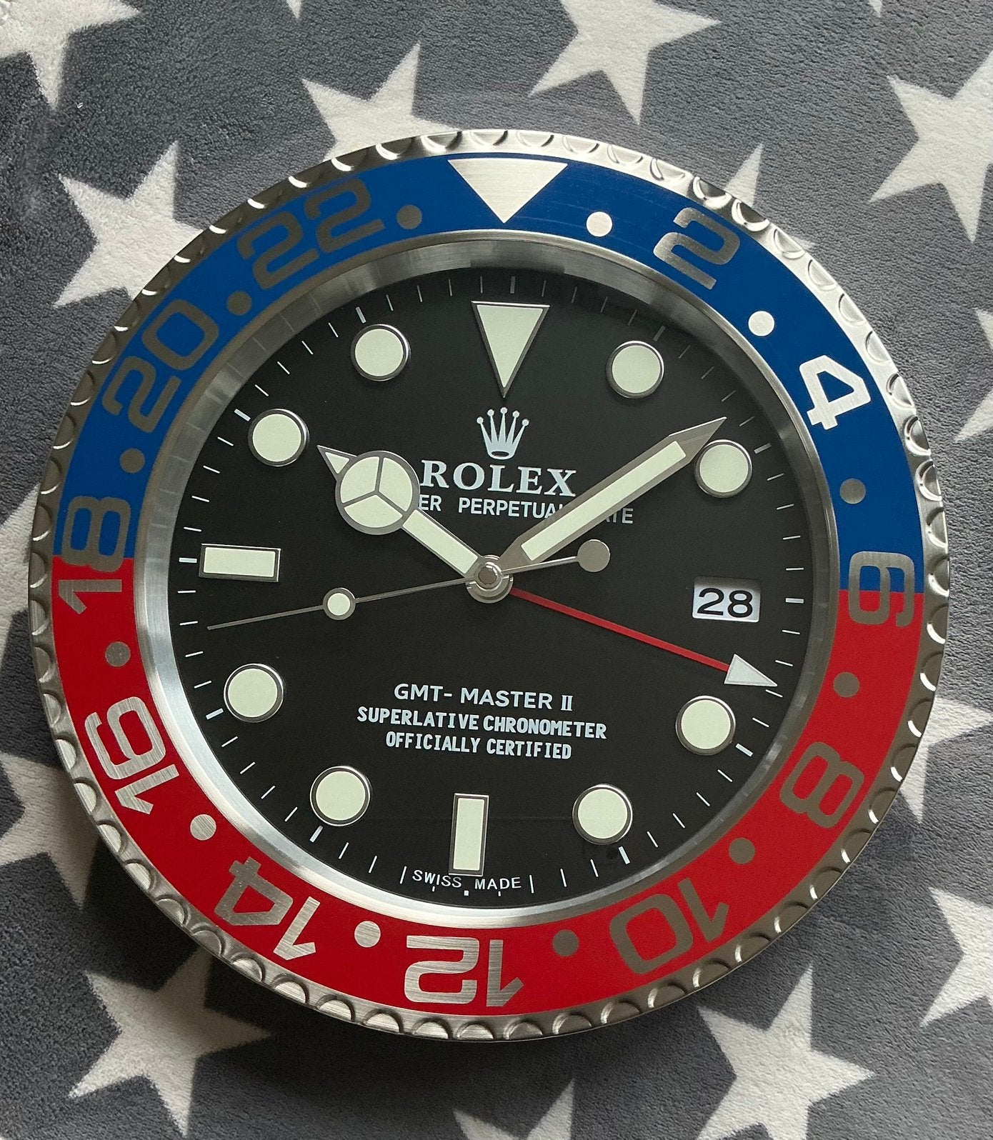 Rolex gmt master 2 pepsi wandklok nieuw in doos, Ophalen, Wandklok, Analoog, Nieuw