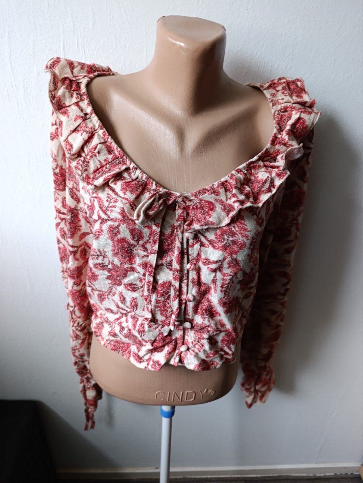 Cotton Club Blouse met bloemenprint en ruches maat S, Ophalen of Verzenden, Zo goed als nieuw, Maat 36 (S), Cotton Club