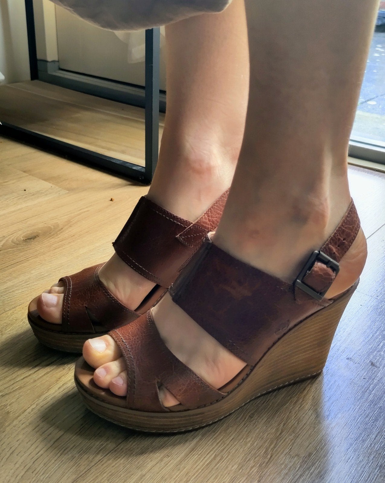 Timberland sandalen cognac maat 37 (past ook bij 38), Bruin, Zo goed als nieuw, Timberland, Sandalen of Muiltjes