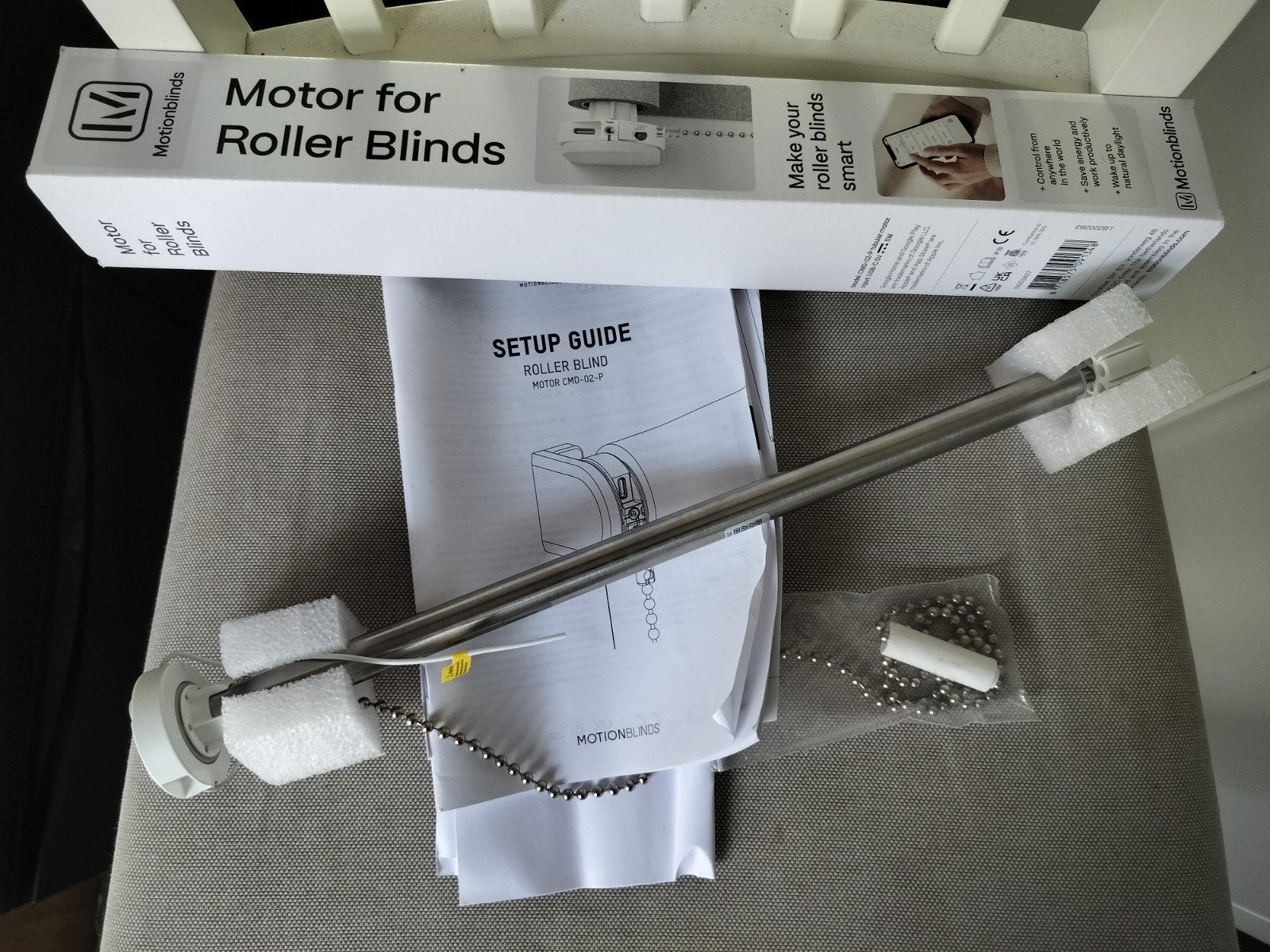 Motionblinds Motor voor Rolgordijnen - Smart Home, Doe-het-zelf en Verbouw, Rolluiken, Minder dan 100 cm, Wit, Nieuw, Ophalen of Verzenden
