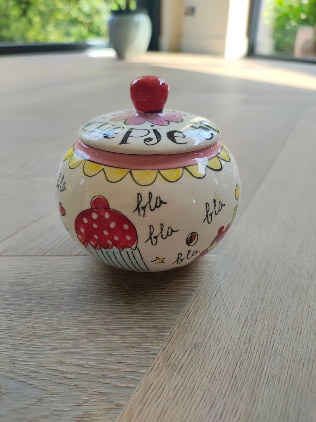 Blond Amsterdam suikerpotje met vrolijke print, Ophalen, Keramiek, Overige typen, Zo goed als nieuw