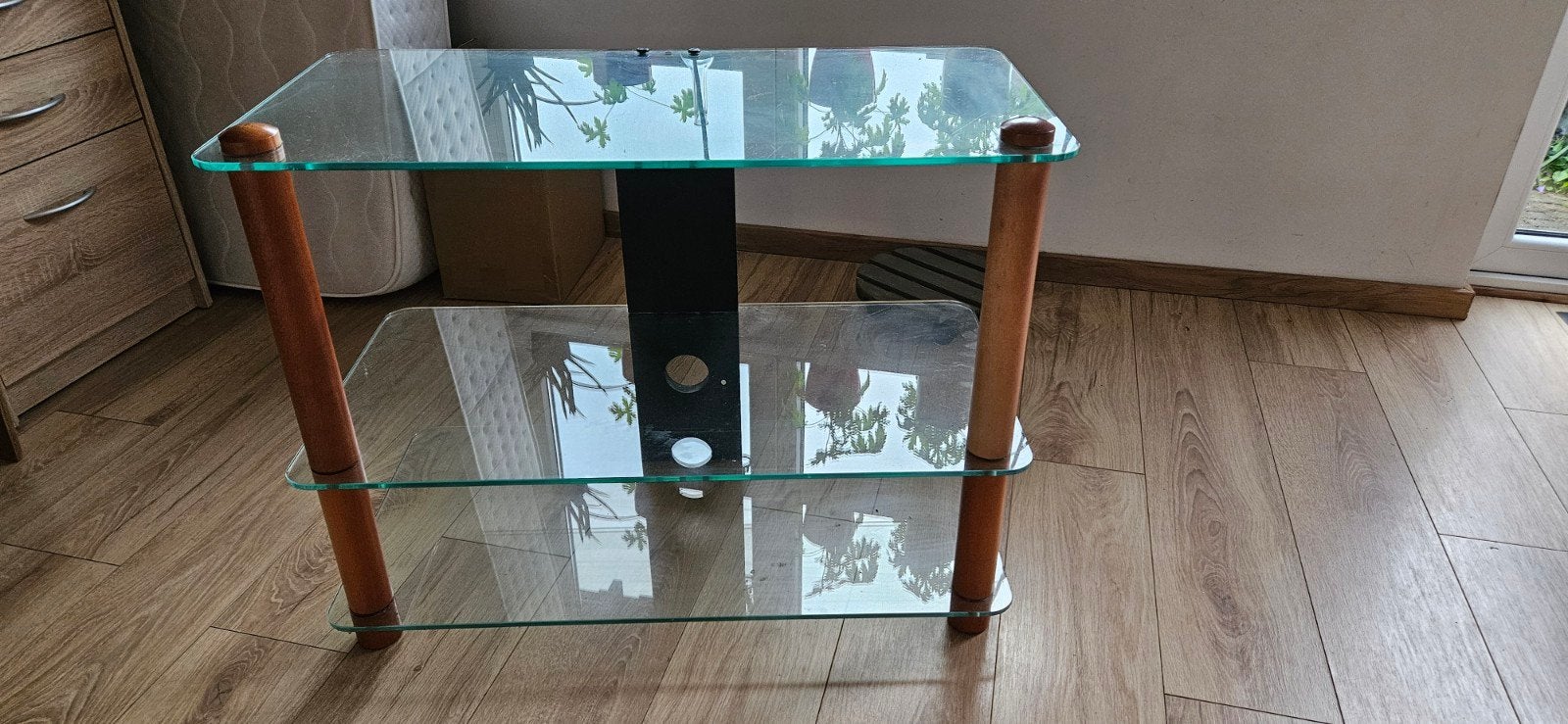 Glazen tafeltje met 3 planken - Ideaal voor audio/video, Ophalen, Gebruikt, Glas, 50 tot 100 cm
