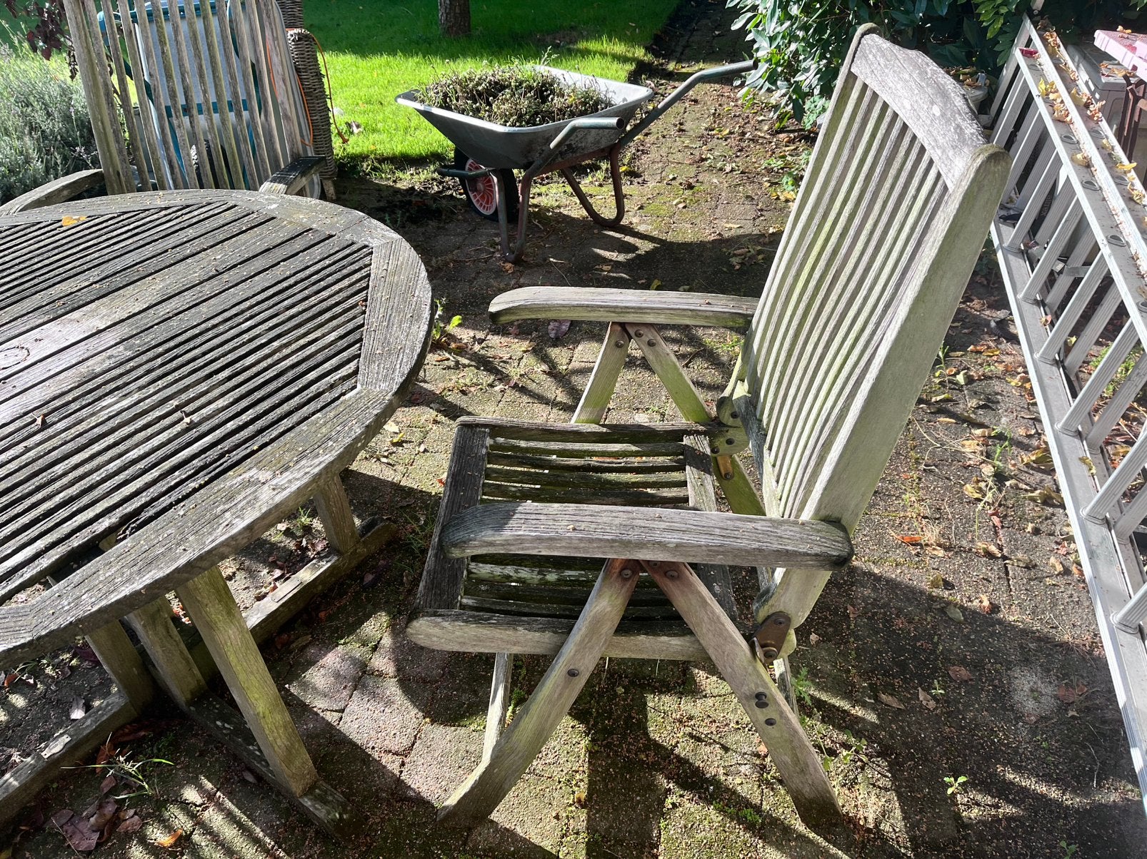 Hardhouten tuinset GRATIS, Tuin en Terras, Ophalen, 4 zitplaatsen, Gebruikt, Hardhout