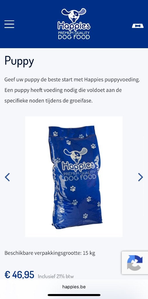 4 zakken Happies puppy voer 15 kg, Dieren en Toebehoren, Ophalen, Hond