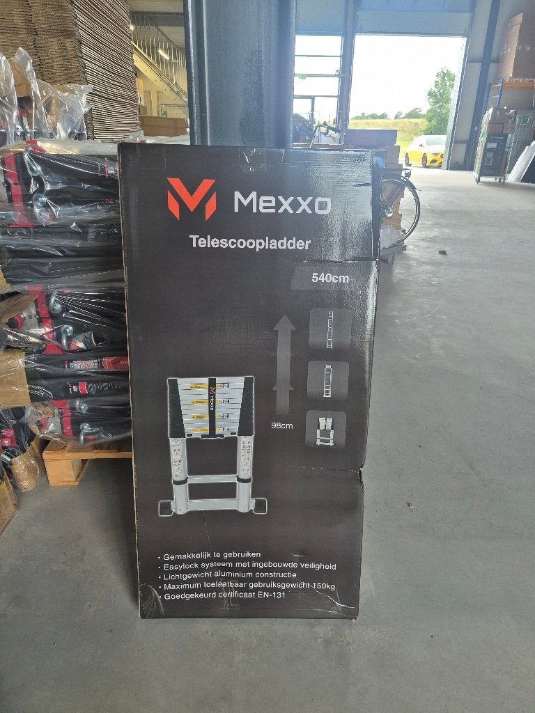 Telescoopladder 5,40 Mexxo Nieuw in doos, Nieuw, Ophalen of Verzenden, Ladder, Opvouwbaar of Inschuifbaar
