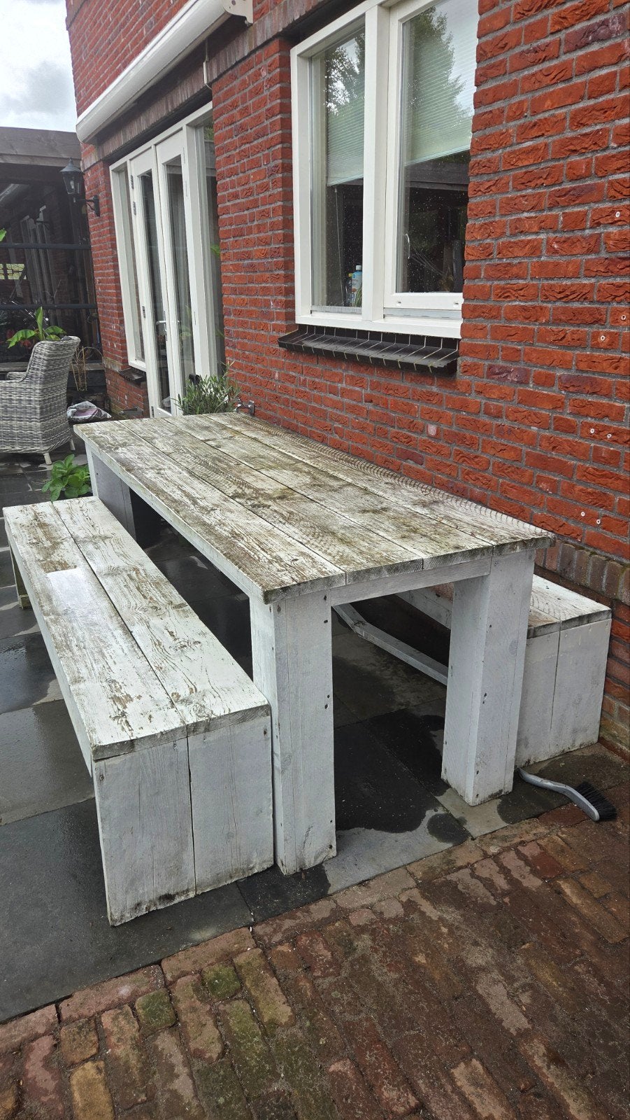 Tuinset tuintafel met banken, Ophalen, Gebruikt, 6 zitplaatsen, Bank