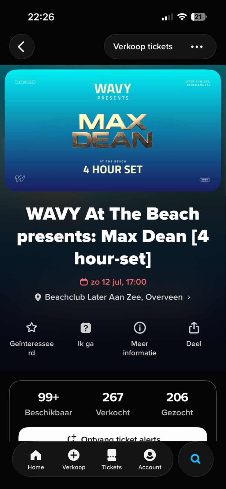 2x Wavy at the beach: Max Dean 4 hour set, Tickets en Kaartjes, Concerten | Dance, Twee personen, Juli