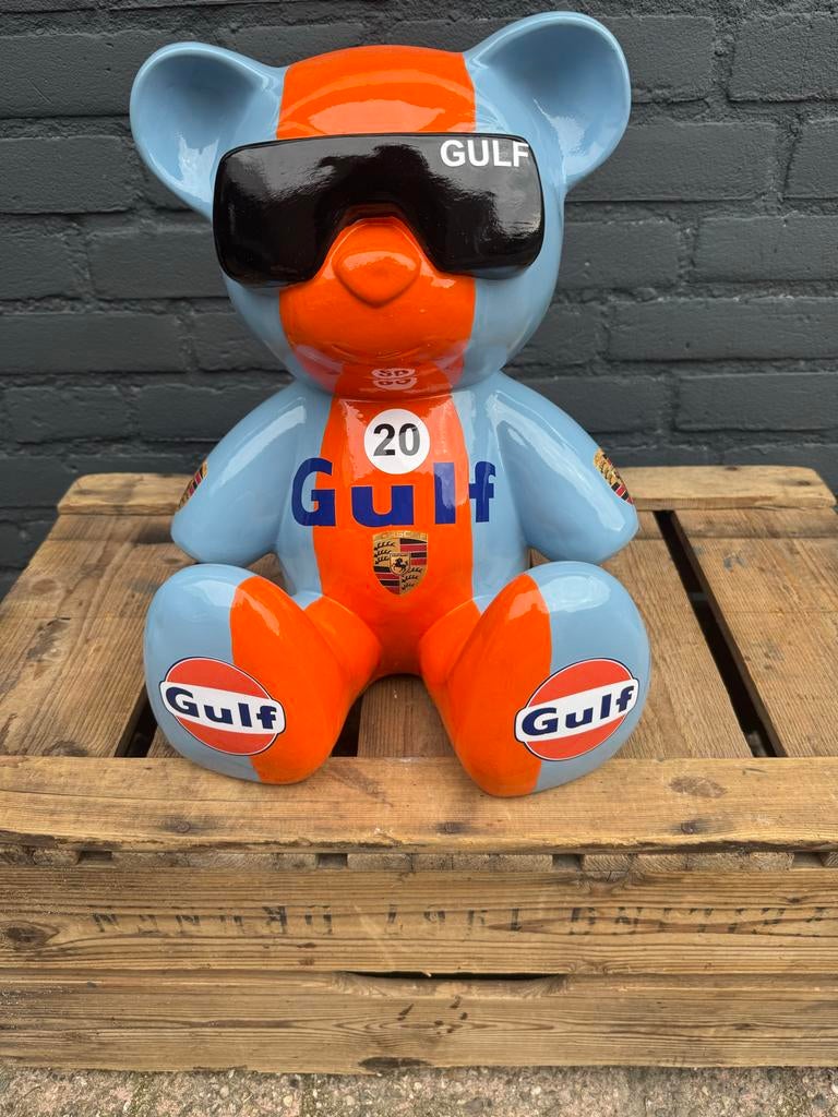 Grote Gulf Teddybeer Beeld - Uniek Decoratiestuk, Verzamelen, Ophalen, Reclamebord, ., Zo goed als nieuw