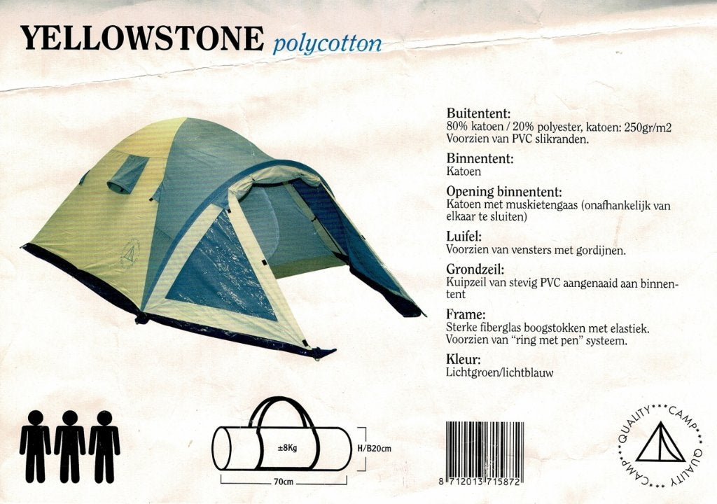 Prima 3-persoons tent met voortent, slaapmat en -kussen, Ophalen, Gebruikt, Tot en met 3