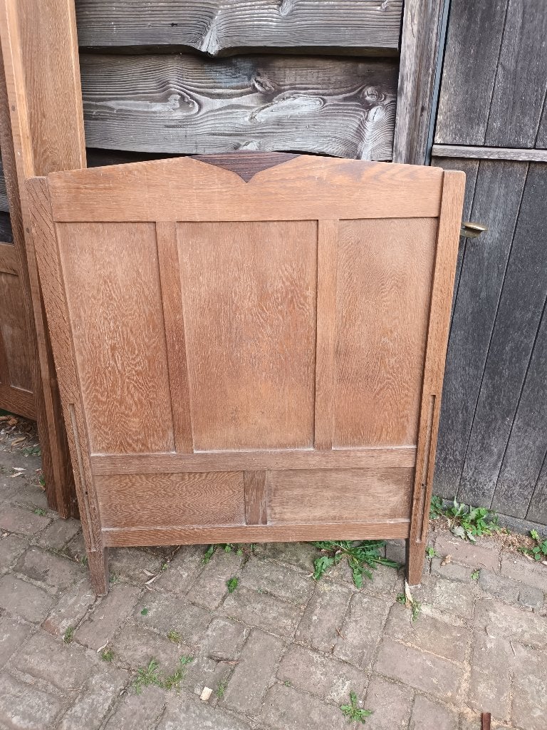 Antiek eiken bed, Ophalen, Gebruikt, 90 cm, Eenpersoons
