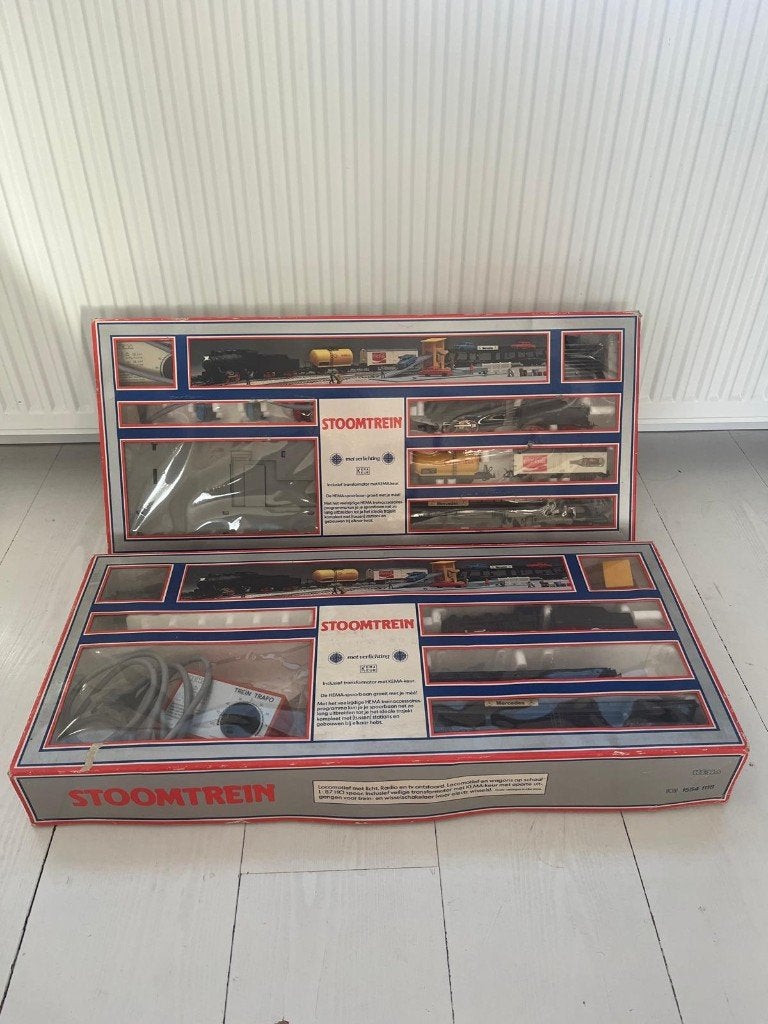 2x Vintage HEMA H0 Stoomtreinsets in originele doos, Overige merken, Gelijkstroom of Wisselstroom, Ophalen of Verzenden, Gebruikt