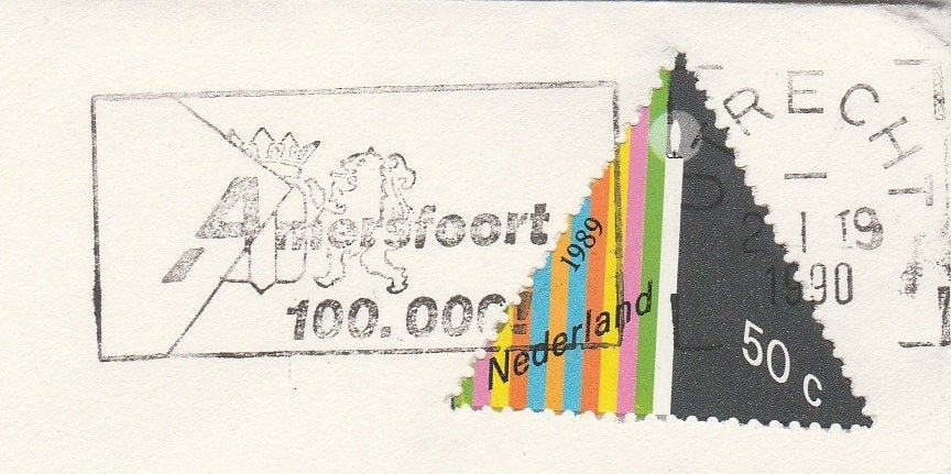 Nederland 1990 -  envelop met stempel Amersfoort 100.000, Ophalen