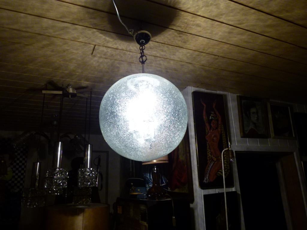 vintage hanglamp Big Ball Kaiser Mid-century, Ophalen, Mid century, Zo goed als nieuw, Glas