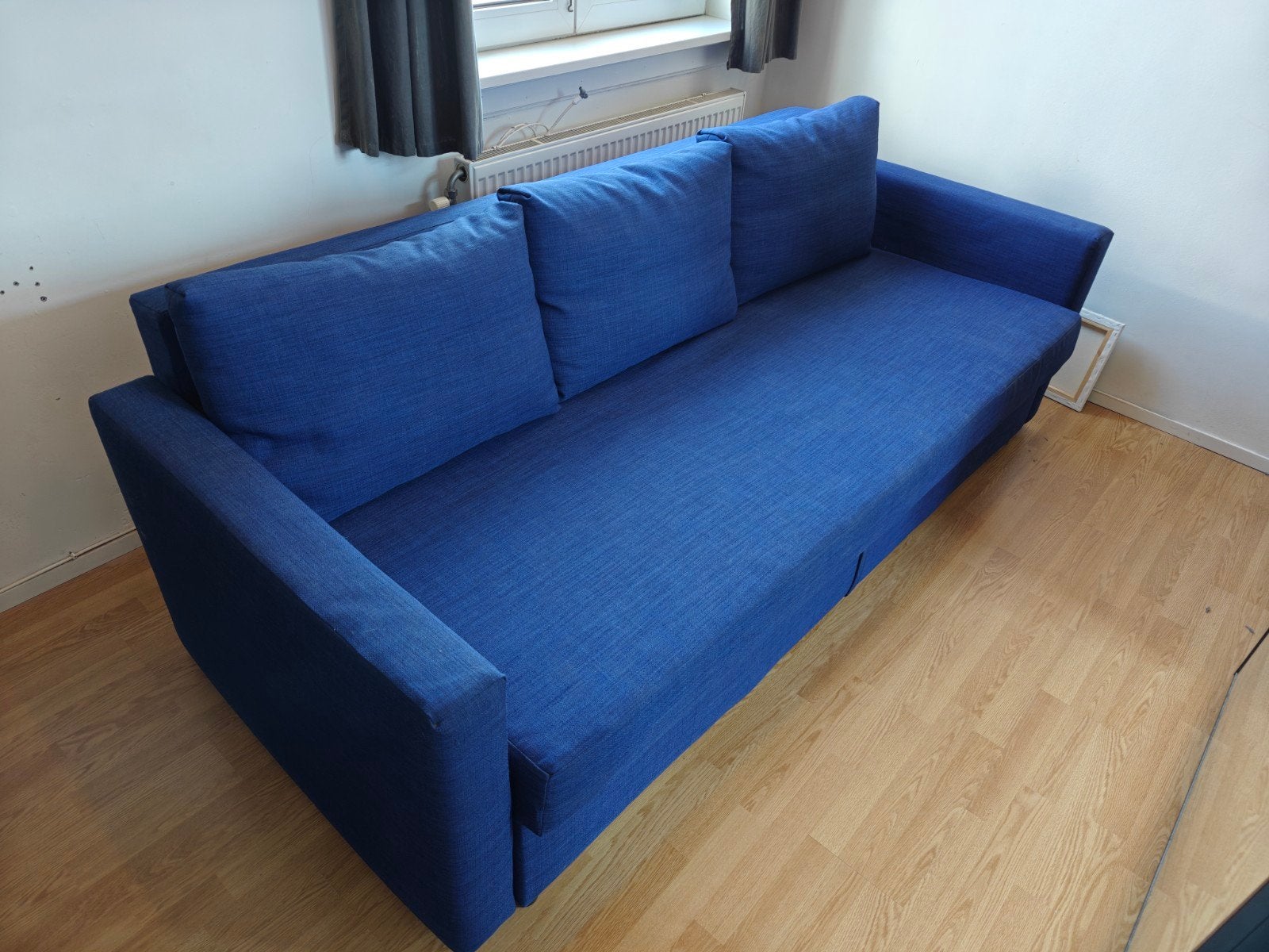 IKEA FRIHETEN slaapbank - blauw, Ophalen, Gebruikt, Tweepersoons, Blauw