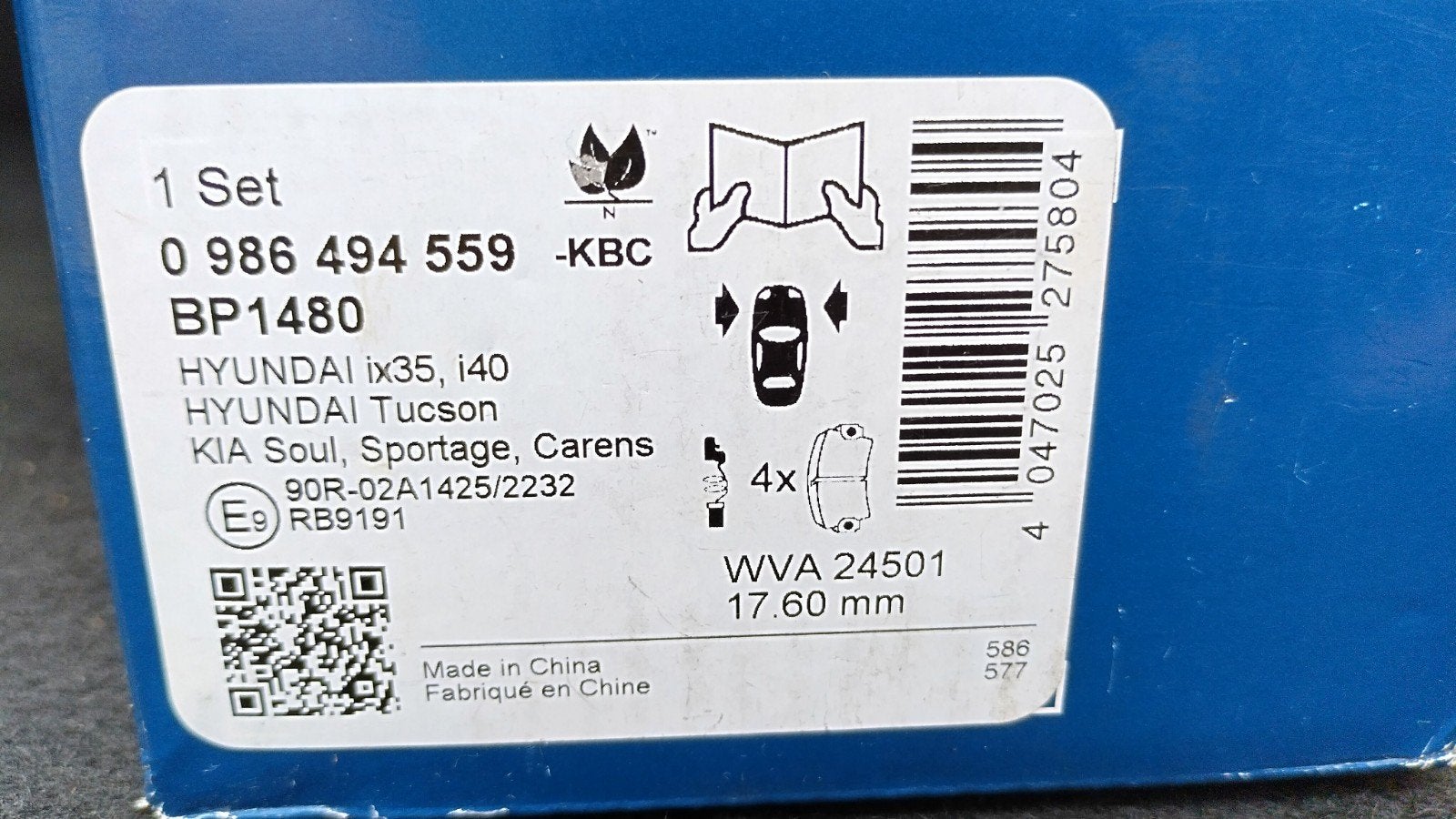 Bosch remblokken voorkant Hyundai ix35 i40 Kia sportage, Auto diversen, Sneeuwkettingen, Ophalen of Verzenden, Nieuw