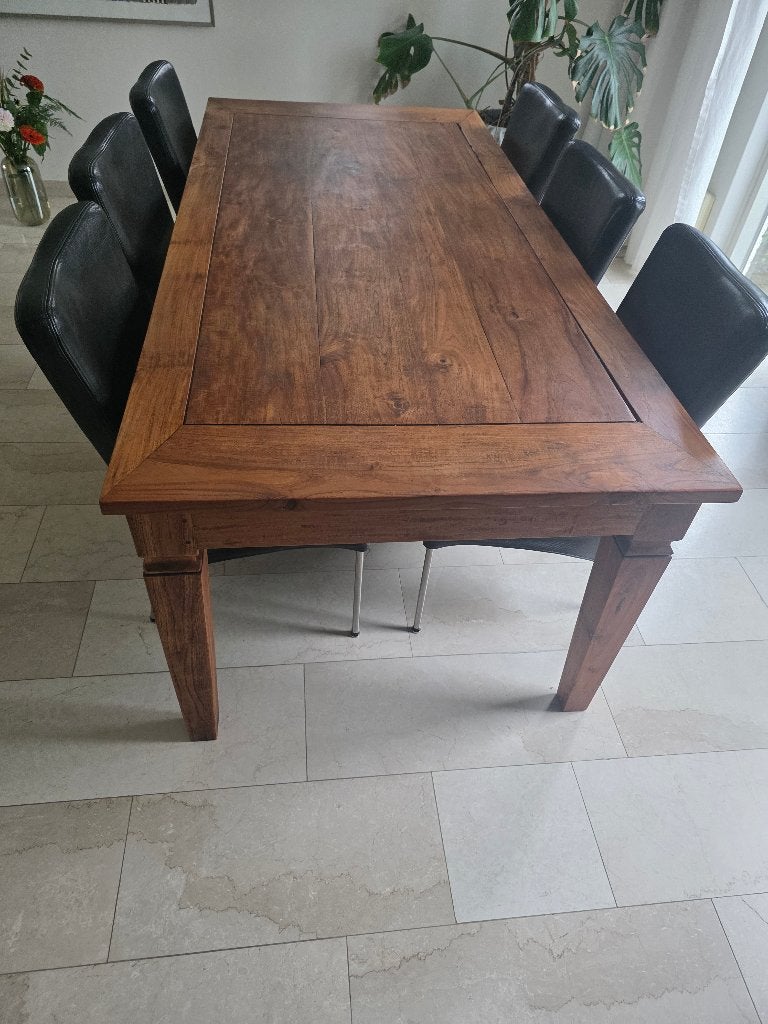 Eetkamer tafel teak en 6 HF design stoelen, Huis en Inrichting, Ophalen, Gebruikt, Design, Teakhout