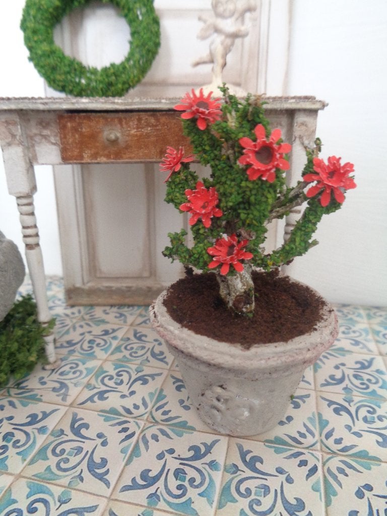 Plant in brocante pot....Poppenhuis 1:12…(Foto F10), Ophalen of Verzenden, Nieuw, Poppenhuis