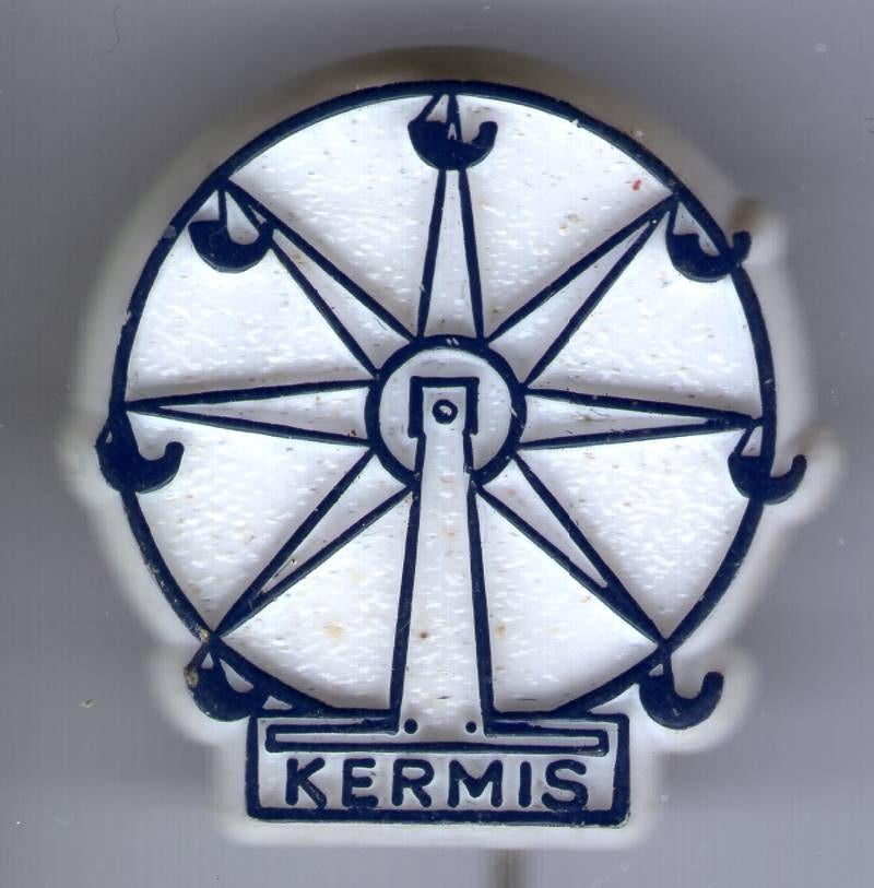 Kermis reuzenrad blauw op wit plastic speldje ( W_536 ), Verzamelen, Verzenden, Zo goed als nieuw, Merk, Speldje of Pin