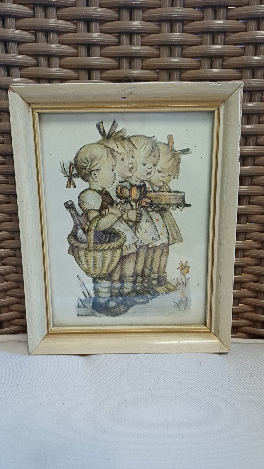 Vintage Hummel ingelijste prent - 15x12cm, Ophalen of Verzenden