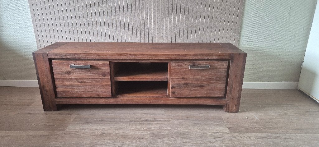 Massief houten tv-meubel met opbergruimte & 2 Salontafels, Huis en Inrichting, Tafels | Salontafels, Ophalen, Gebruikt, 50 tot 100 cm