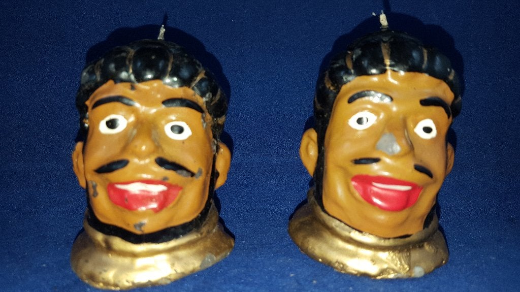 Vintage kaarsen, morenhoofd, buste, hoofd x 2. W3, Diversen, Kerst, Tweedehands verkoop, Tweedehands verkoop, Gebruikt, Ophalen of Verzenden