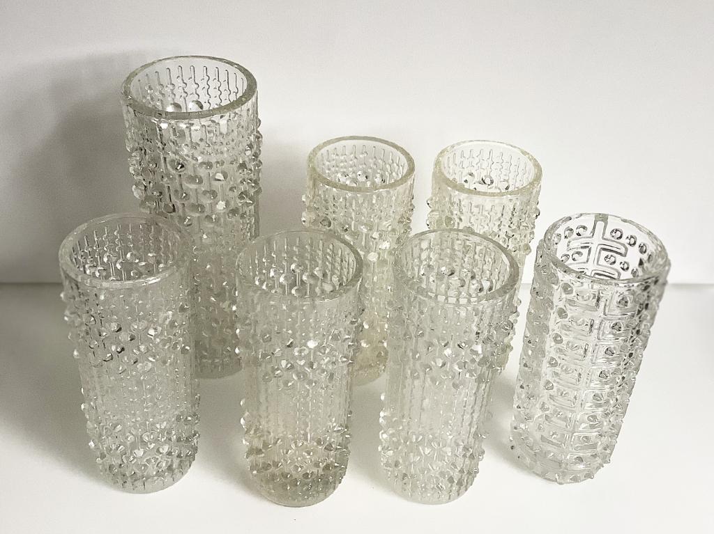 Vintage space age glazen vazen Frantisek Peceny Sklo 1970, Overige kleuren, Verzenden, Minder dan 50 cm, Glas